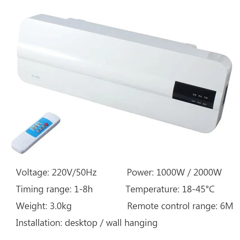 DMWD Wall-mounted remote control heater air warmer home room energy saving heating fan bathroom heating air radiator convector