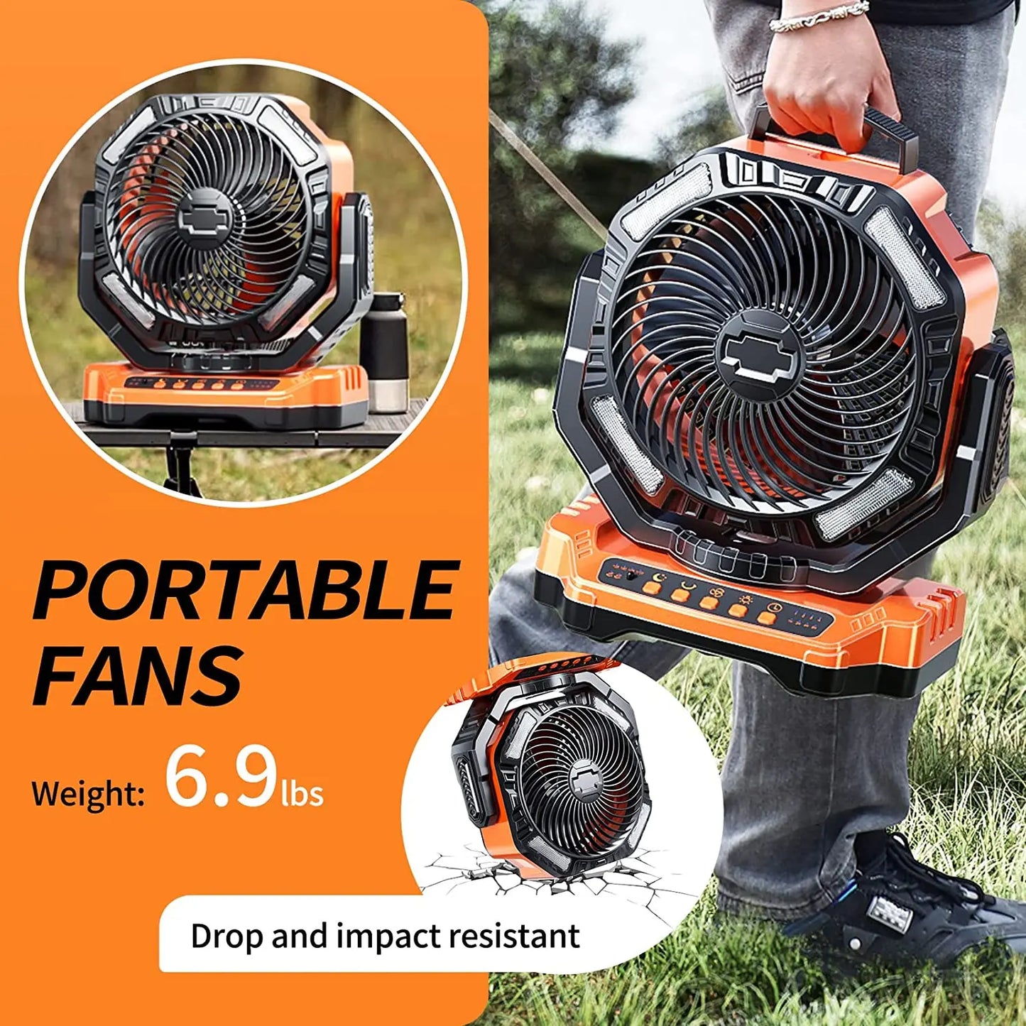 2026 Portable Wireless Fan 40000mAh Camping Fan Rechargeable Table Fan Travel Tent Fan Air Circulator Tents Outdoor Electric Fan