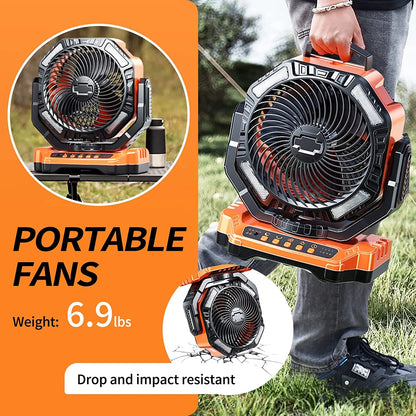 2026 Portable Wireless Fan 40000mAh Camping Fan Rechargeable Table Fan Travel Tent Fan Air Circulator Tents Outdoor Electric Fan