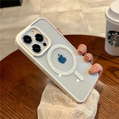Luxury Magsafe Wireless Charge Phone Case for iPhone 16 15 14 Plus 13 12 11 Pro Max Mini Magnetic Soft Bumper Transparent Cover