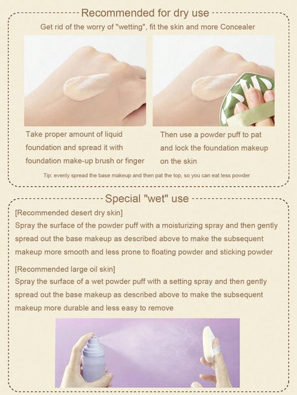 1/2Pcs Soft Non-Eating Foundation Sponge Puff High Density Bouncy for Flawless Makeup Wet Dry Use Available