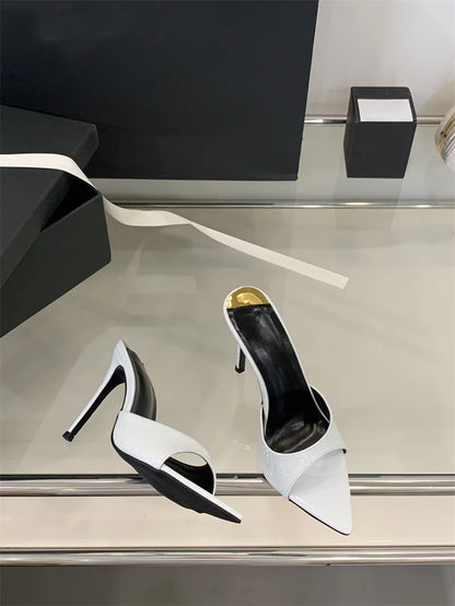 Hlieny 2026 Summer Fashion Stiletto Heels Women Pointed Toe Slippers Banquet Dress Sandals Party Wedding Mule Slides Shoes