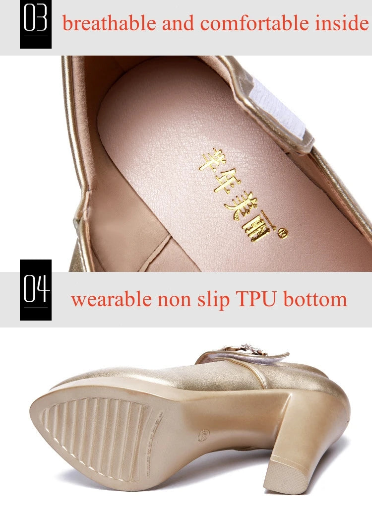 5 8 10cm Small Size 32-44 Elegant Gold Silver Wedding Shoes Women Platform Pumps 2026 Block High Heels Shoes Dress Office Model