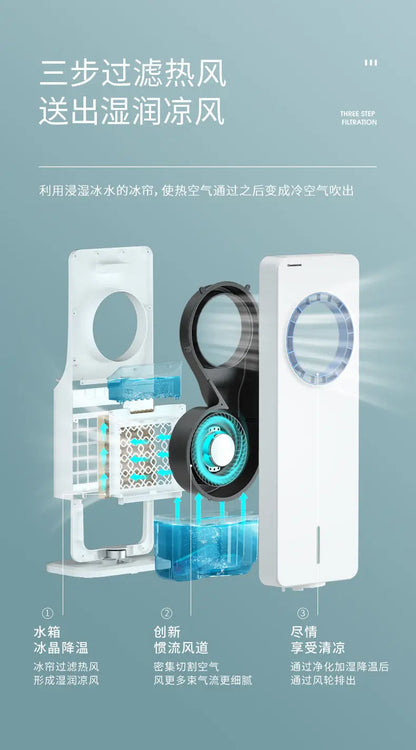 cooling fan, leafless air conditioning fan, refrigeration, ice and water, household dormitory air conditioning, fan, small air