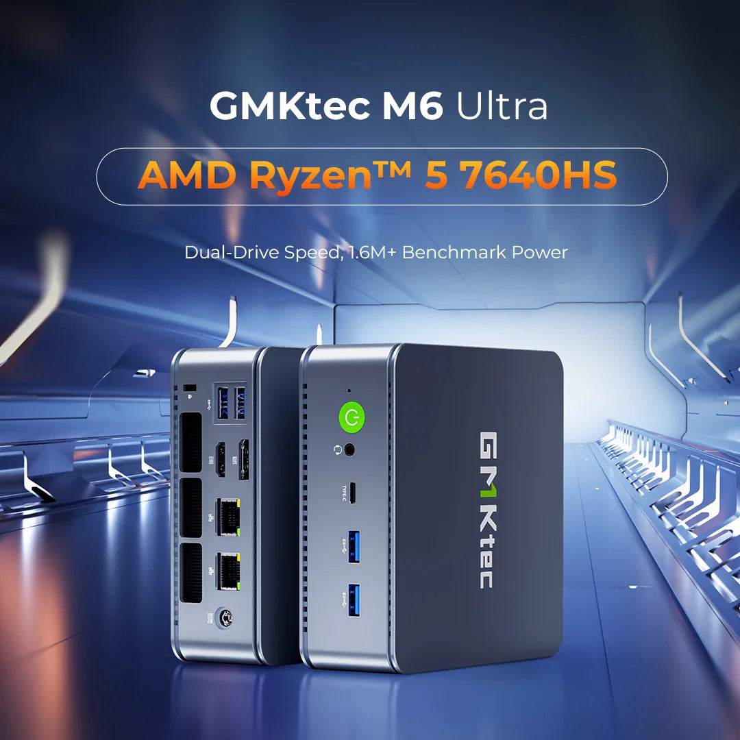 GMKtec M6 Ultra Mini PC AMD Ryzen 5 7640HS 16GB RAM 512GB ROM Desktop Computer 2.5G Dual LAN WiFi 6E BT 5.2 Windows 11 Pro