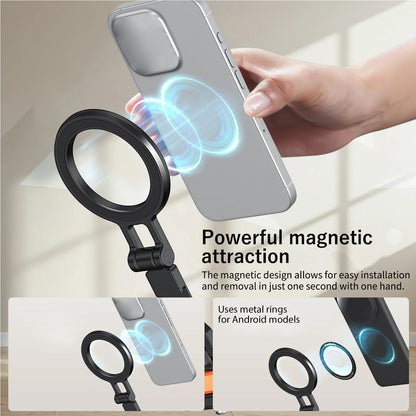 Magnetic Cold Shoe Mount for Phones Magnetic Foldable Phone Stand 1/4 Screw and Cold Shoe Mount for Live Streaming Photography
