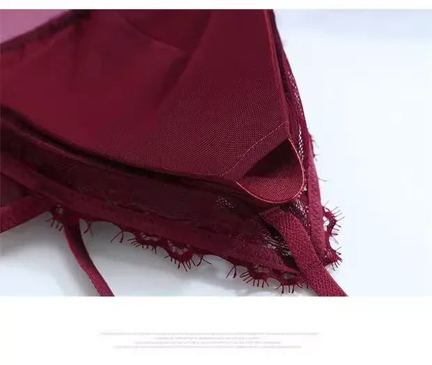 Women's Lace Velvet Wireless Underwear Set Thin Section Comfortable Bra And Panties for Autumn Winter