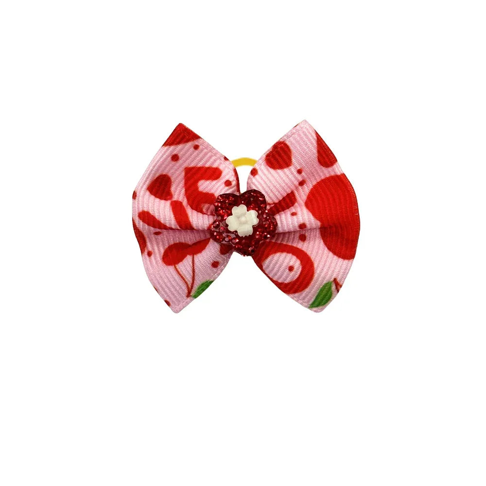 50/100pc Valentine's Day Dog Hair Accessories Diamond Dog Hair Bows Pink Love Style Pet Dog Ribbon Bow Rubber Bands Dog Supplies