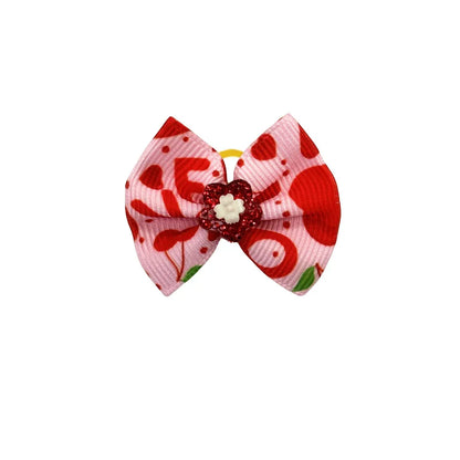 50/100pc Valentine's Day Dog Hair Accessories Diamond Dog Hair Bows Pink Love Style Pet Dog Ribbon Bow Rubber Bands Dog Supplies