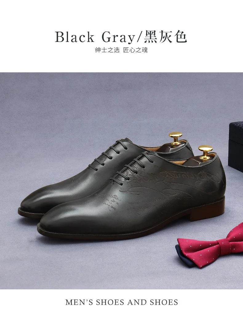 British Trend Mens Dress Shoes Elegant Genuine Cow Leather 2023 Autumn Designer New Style Oxfords Wedding Social Shoes Man