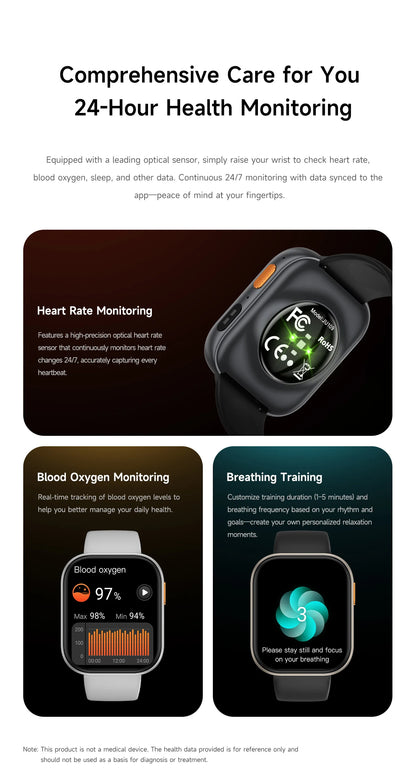 2026 2.04-inch Ultra Smart Watch 1000mAh High Capacity Battery Outdoor Sports Fitness Health Monitoring Smartwatch For Men Women