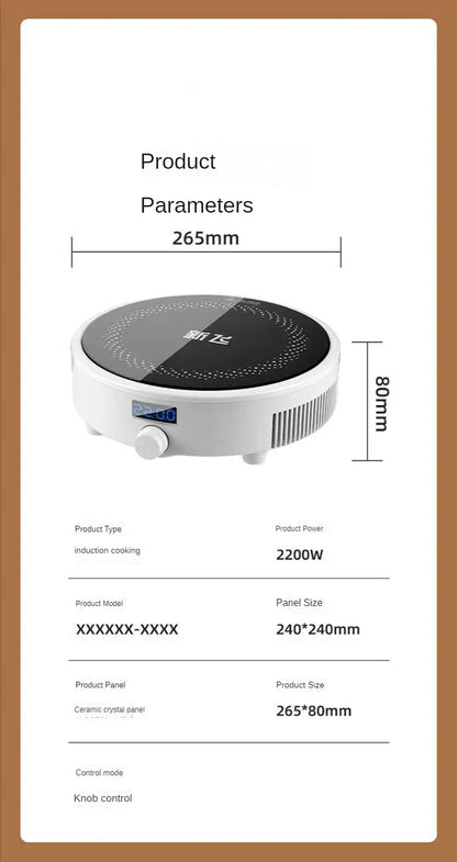 Electric Induction Cooker Boiler Waterproof Stir-Fry Cooking Plate Intelligent Hot Pot Stove Cooktop Burner Cooking Machine