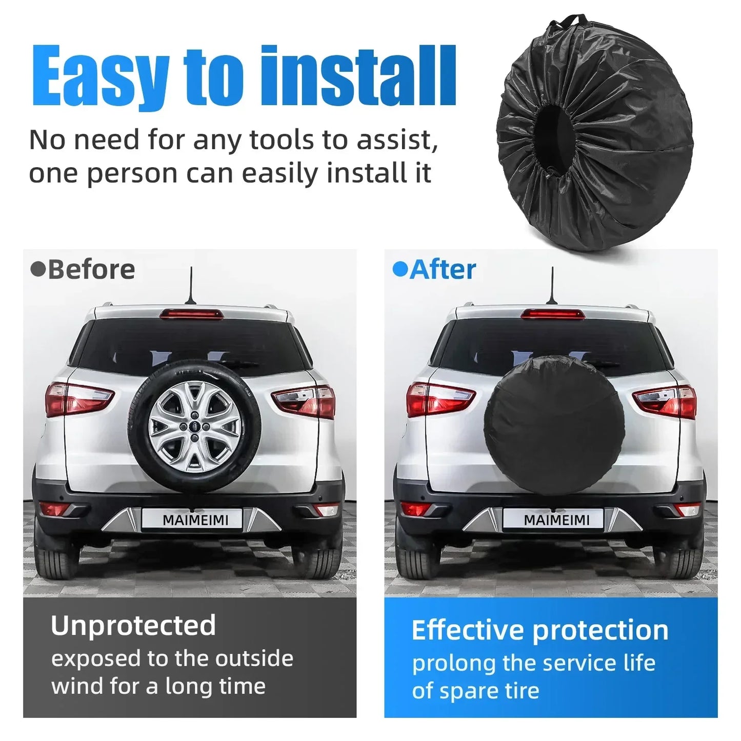 Car Spare Tire Cover Sunscreen Tire Bag Dustproof Protective Film Cloth Waterproof Spare Tire Wheel Bag Tyre Spare Storage Cover