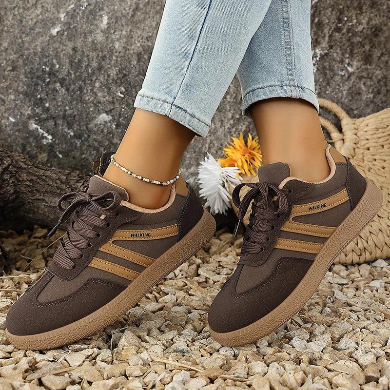 White Platform German Training Shoes Women 2026 Spring Non Slip Thick Sole Casual Sneakers Woman Lace Up Sport Shoes Flats Mujer
