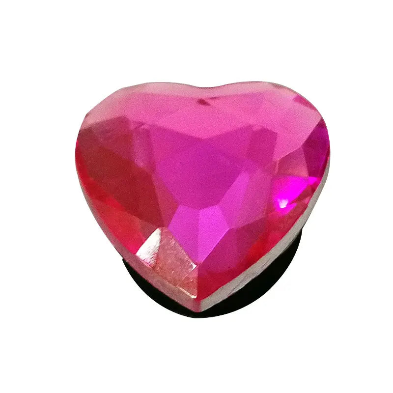 1PCS Bling Crystal PVC Shoe Charms Flower Heart Shaped Gem DIY Accessories Shoe Decorations Charms Transparent Diamond