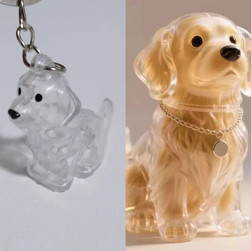 Cute Clear Puppy Hair Memorial DIY Pendant Keychain Decor Keepsake Capsule Pet's Dog Fur Container Pet Lovers Home Display Gifts