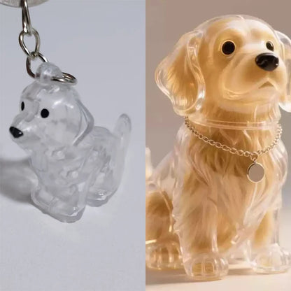Cute Clear Puppy Hair Memorial DIY Pendant Keychain Decor Keepsake Capsule Pet's Dog Fur Container Pet Lovers Home Display Gifts