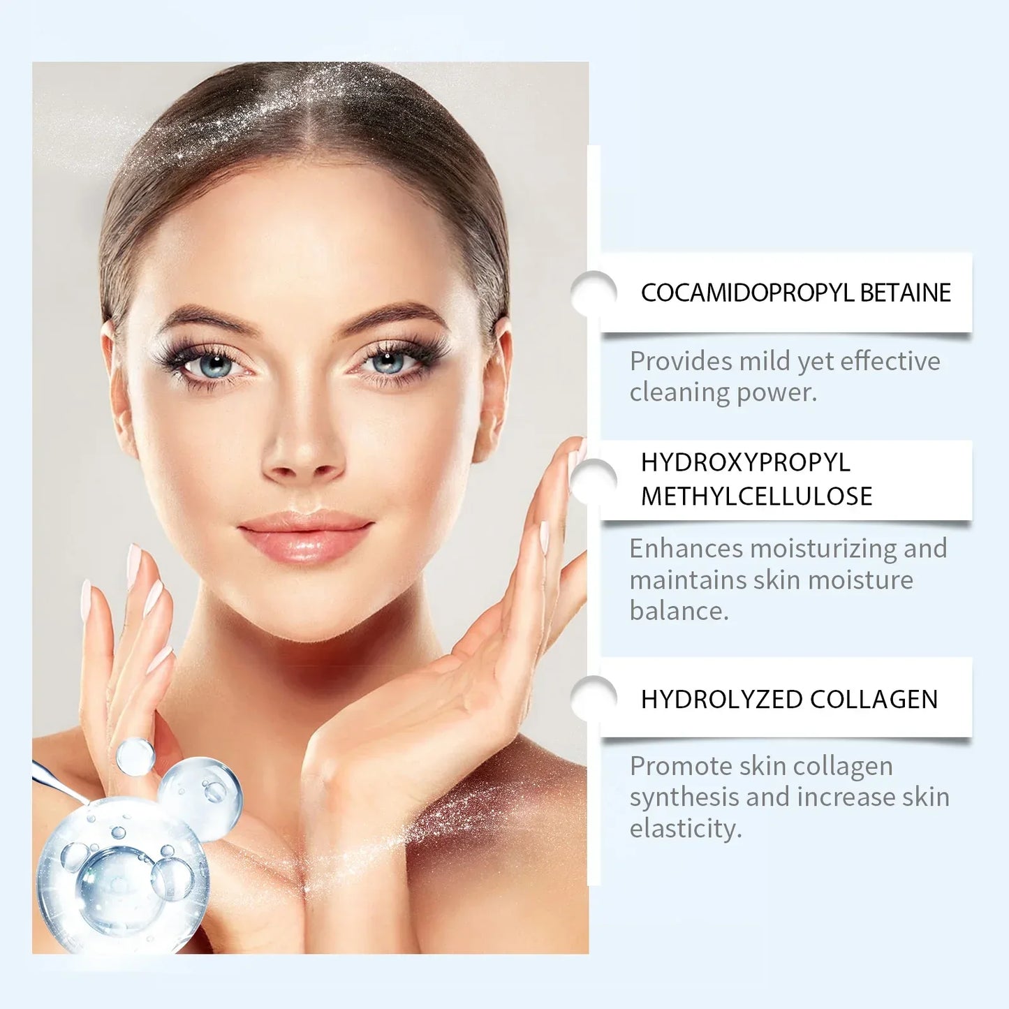 Collagen Facial Cleanser Mousse Deep Cleansing Skincare Controls Oil Moisturizing Firming Face Wash Foam Cleanser Skin Care