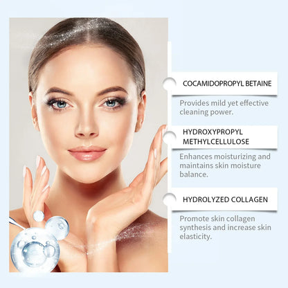Collagen Facial Cleanser Mousse Deep Cleansing Skincare Controls Oil Moisturizing Firming Face Wash Foam Cleanser Skin Care