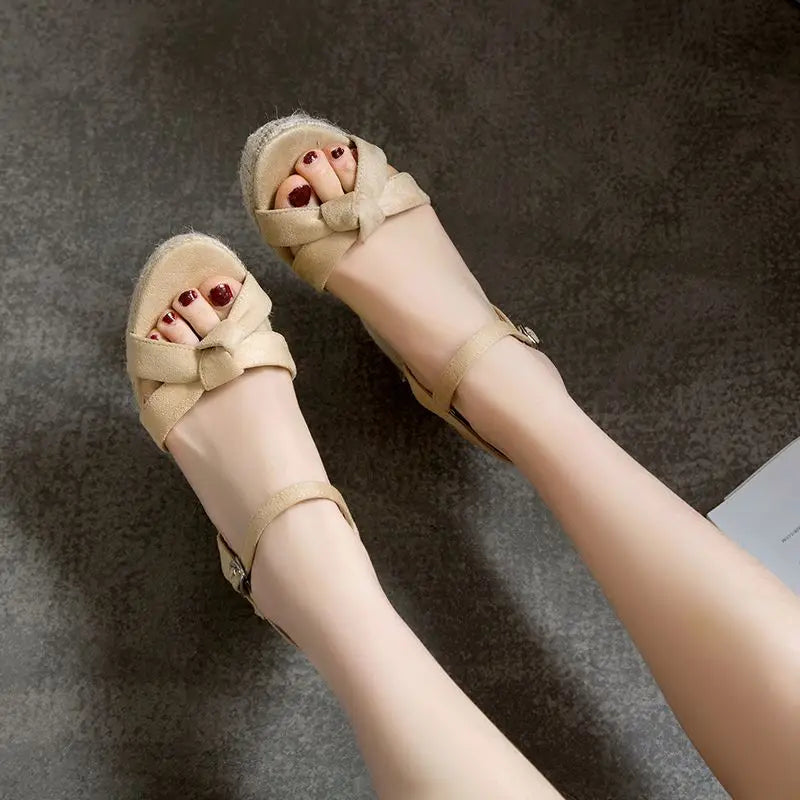 REAVE CAT Brand Women Sandals Open Toe Flock Suede Wedges 11cm Platform Buckle Strap Big Size 44 45 46 Soft Leisure Daily Shoes