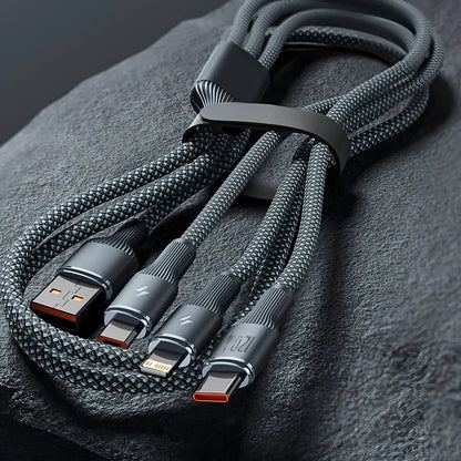 120W 3 In 1 Fast Charging Cable 3A For iPhone15 14 13 12 11 X Pro Max Micro USB Type-C Phone Charger USBC Data Cable 1.2M