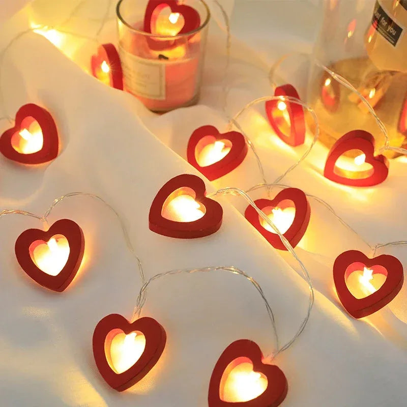 LED Light String Fairy Peach Heart Garland Lamp Bedroom Garden Birthday Valentine's Day Wedding Party Decoration Lights String