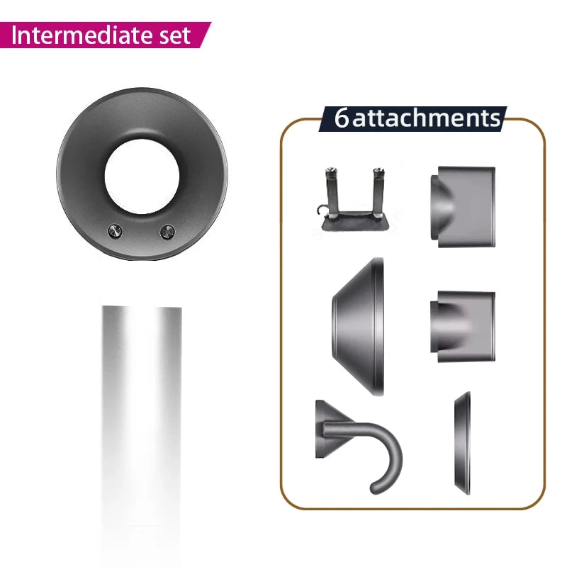 Leafless constant temperature hair dryer for personal hair care and styling; home professional hair style accessories kit (5+1)