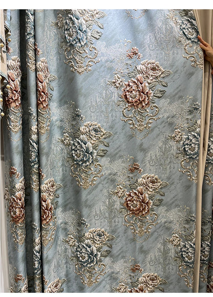 High-end AtmosphereCurations for Living Room American French Large Relief Jacquard Finished European Bedroom Blackout Curtain