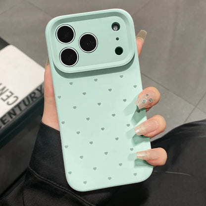 Cute Love Heart Candy Color Matte Case for iPhone 17 16 15 Pro Max 14 Plus 12 13 11 Air Soft Liquid Silicone Ultra Slim Cover
