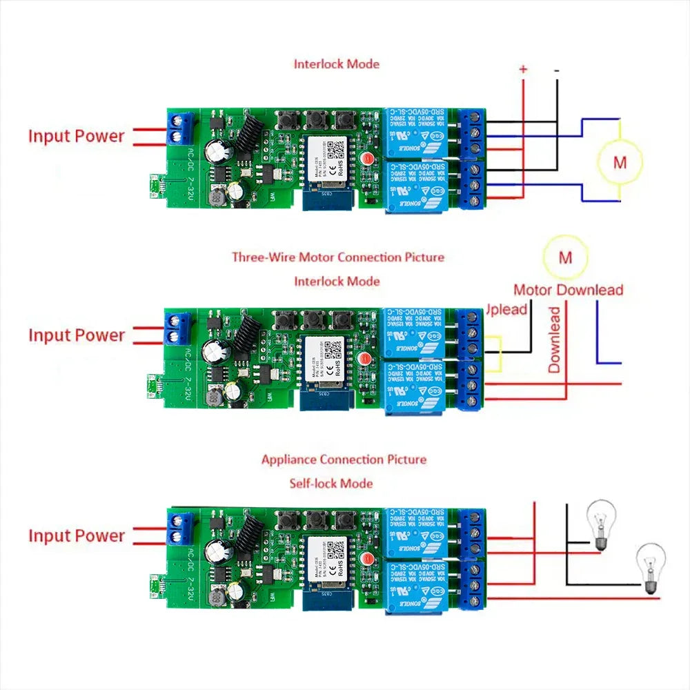 Two Relay Zigbee Tuya Switch 12V 24V 220V 230V 2CH Receier Module Dry Contact NO NC COM Inching Timer Rele for Light Motor Alexa