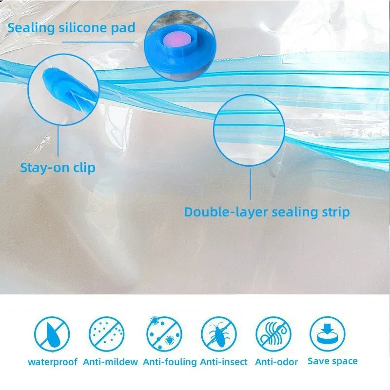 3/5pcs Travel Compression Bags, Travel Essentials Vacuum Storage Bags Space Saving Bags for Suitcases Organizer For Clothes