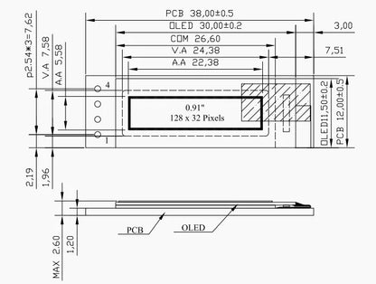 0.91 Inch OLED Module 0.91" White/Blue 128X32 OLED LCD LED Display Module IIC Communicate for Ardunio