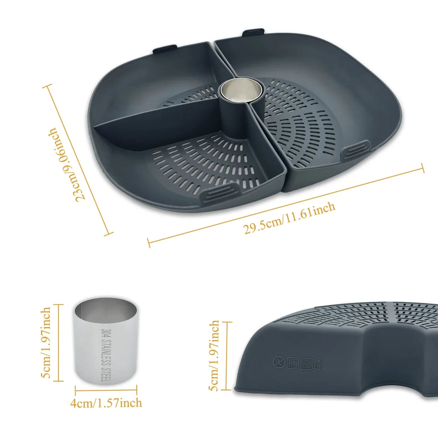 Silicone Grid Steaming Tray for Thermomix TM7, Silicone Divider Basket & Steam Pipe, Multilevel Cooking Accessories