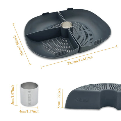 Silicone Grid Steaming Tray for Thermomix TM7, Silicone Divider Basket & Steam Pipe, Multilevel Cooking Accessories