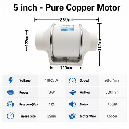 Exhaust Fans Home Silent Inline Pipe Duct Fan Bathroom Extractor Ventilation Kitchen Toilet Wall Air Clean Ventilator
