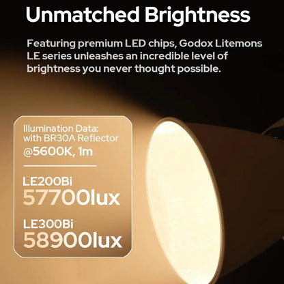 Godox Litemons LE200Bi/LE300Bi/LE600Bi Bi-color LED Light Unmatched Brightness APP Control with Bowens Mount for Shooting