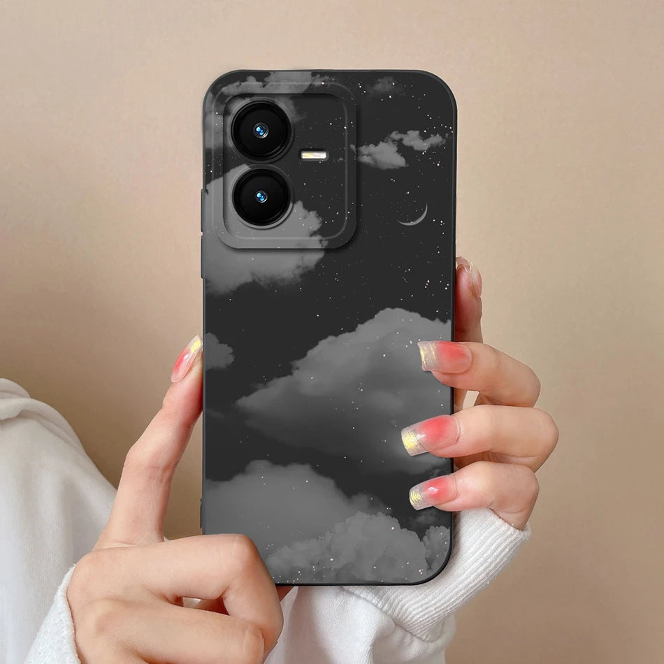 Case For Vivo Y22 Y22S Cover Camera Lens Protector For Vivo Y 22 Soft Liquid Silicone Cartoon Phone Back Covers For Women Man