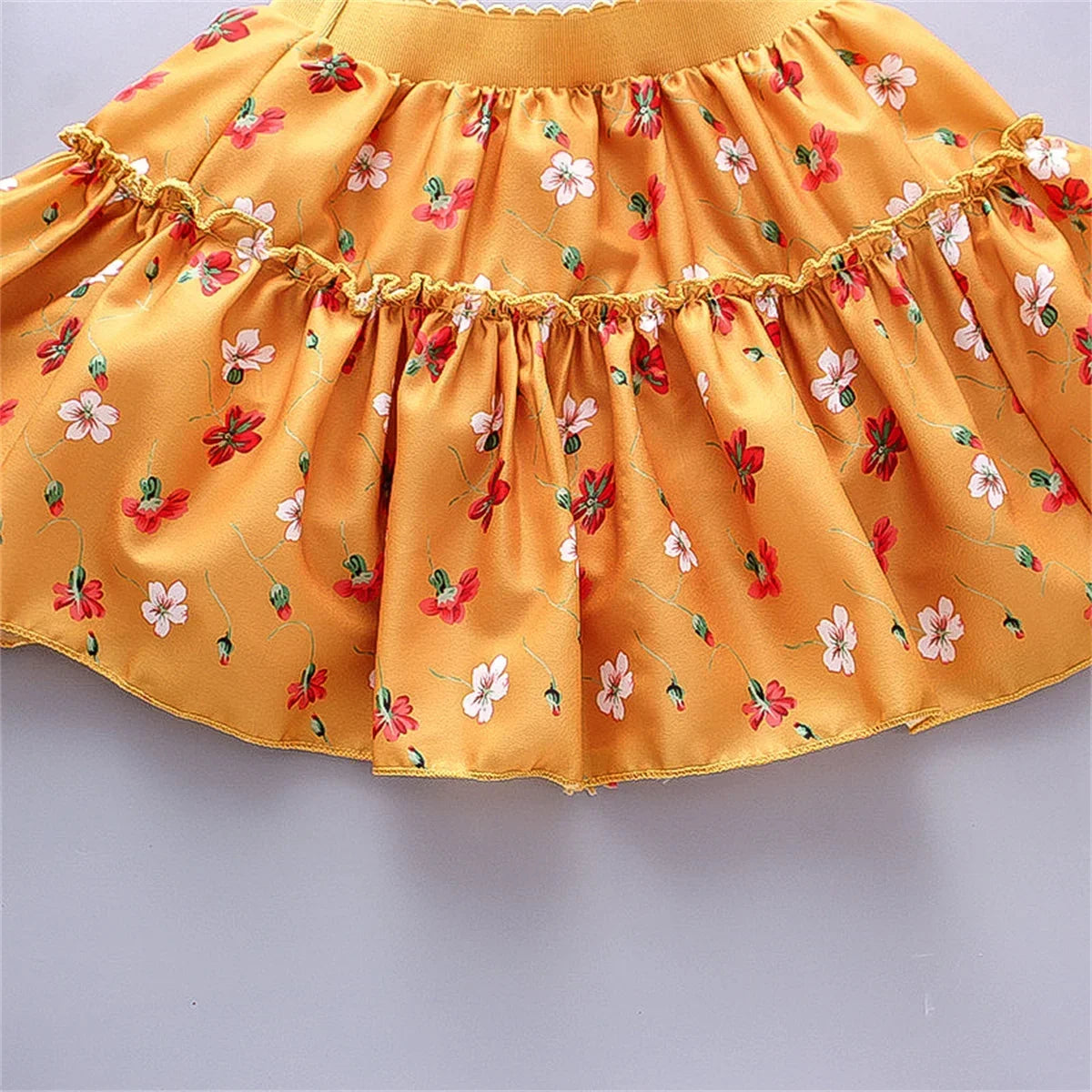0-3 Year Old Little Girl'S Half Length Skirt  Sweet Small Floral Multi-Layer Chiffon Solid Color Loose A-Line Skirt tutu skirt