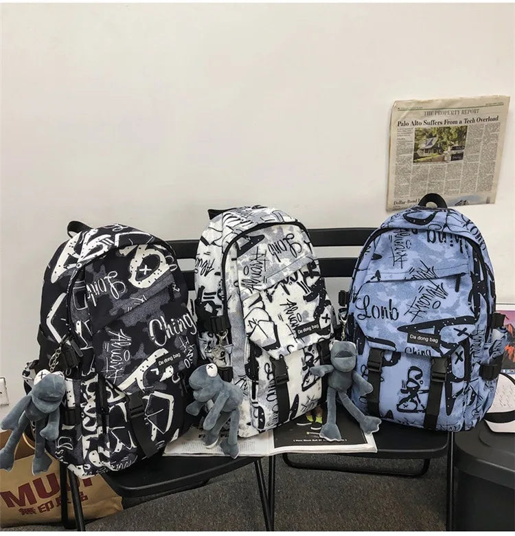 middle high school backpack for teenage boys cool school bag college student backpack large capacity schoolbag for boy cute doll