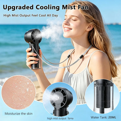 Portable Mini Humidifier Fan Neck Hanging Spray Fan Handheld Water Mist Fan Rechargeable Personal Hand Fan With Water Spray