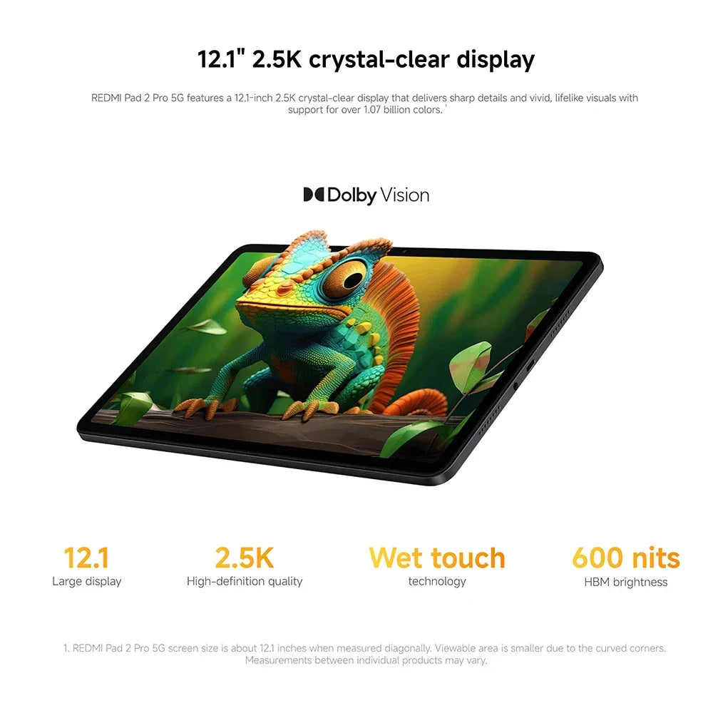Global Version Xiaomi redmi pad 2 pro 5G 12.1 " 12000mAh Battery 8GB 256GB Flexible 5G connectivity 5G+eSIM Xiaomi HyperOS