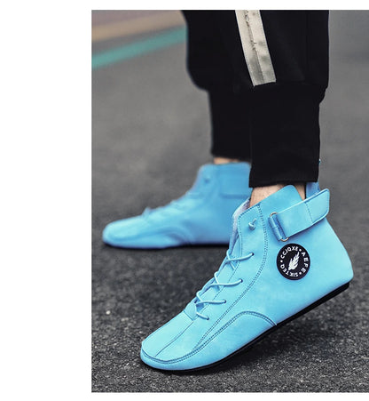 YRZL Men's Shoes Ankle Boots Lightweight Anti-slip Man Casual Walking Shoes Soft Soles Comfortable Breathable Blue Shoes for Men