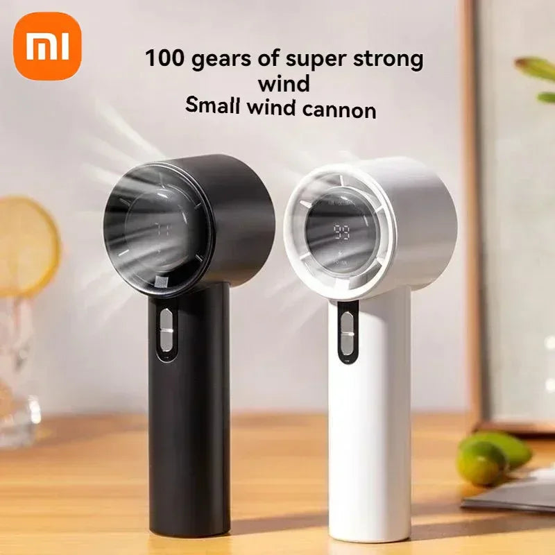 Xiaomi Ultra Quiet 100 Speed Handheld Fan USB Rechargeable Portable Mini Turbo Fan for Office and Travel with LED Indicator