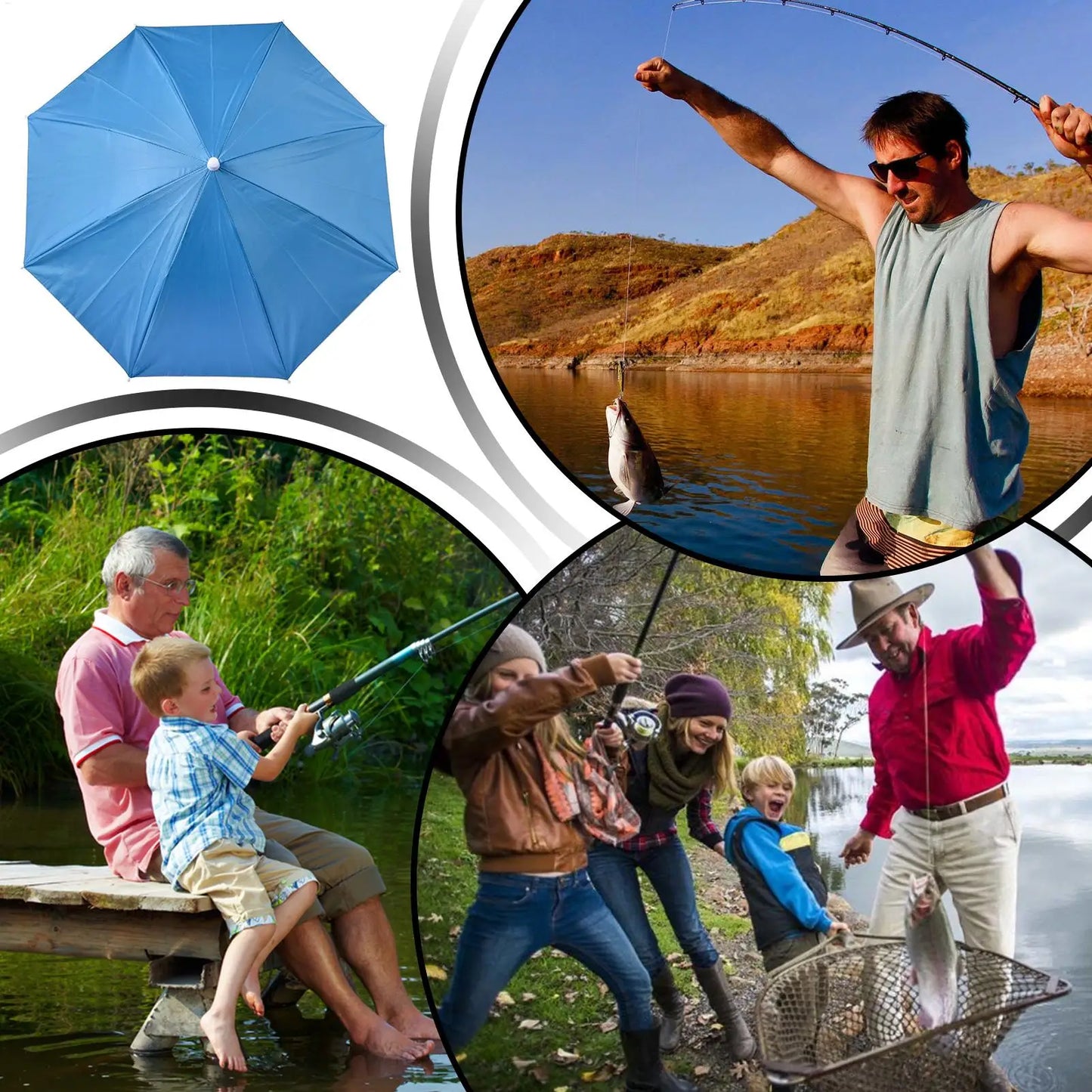 Foldable Head Umbrella Hat Portable Foldable Rain Umbrella Hat Outdoor Fishing Sunshade Hat for Golf Gardening Camping
