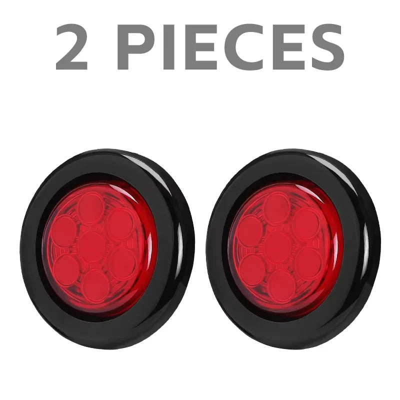 2inch Round led Side Marker Lights Truck Side Lights 12V Trailer Lorry Clearance Lights Rear tali stop lamp Yellow Red White