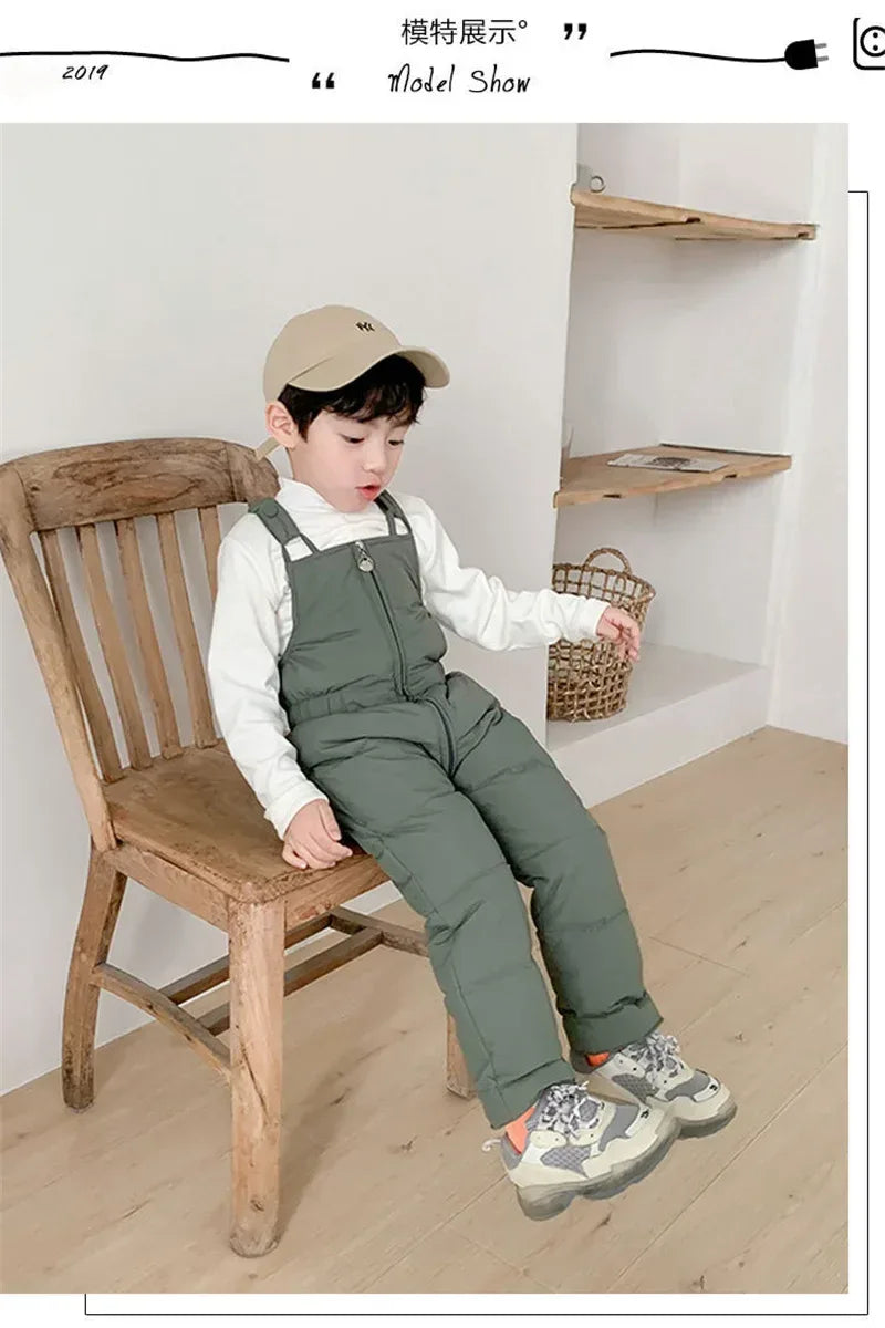 Children Thicken Warm Rompers Boys Girls Autumn Winter Down Pants Kids High Quality Down Trousers Baby Casual Cotton Trousers