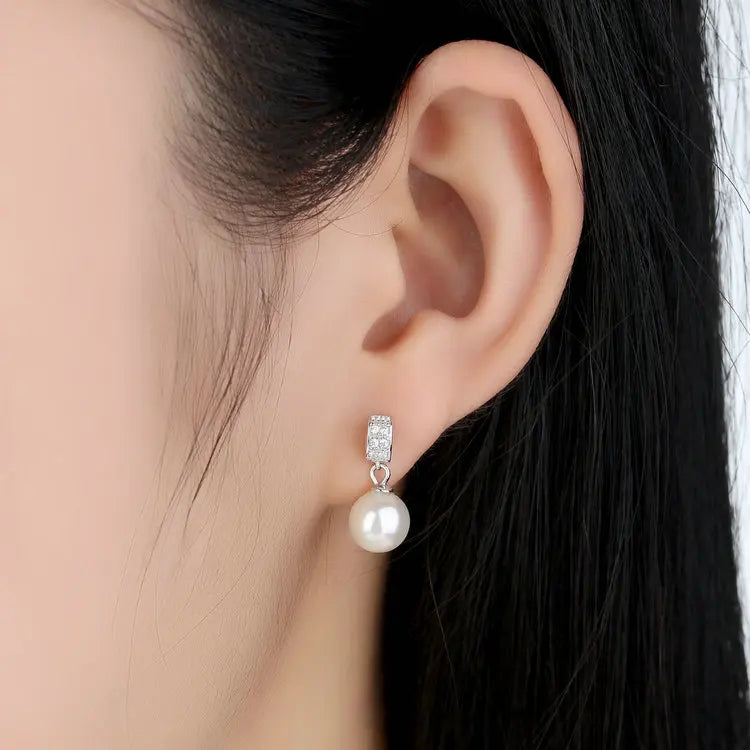 Drop Earrings Fine Jewelry Female Drop Earrings with Pearls Earrings 925 Sterling Silver Jewelry Mother's Day Gift SCE006