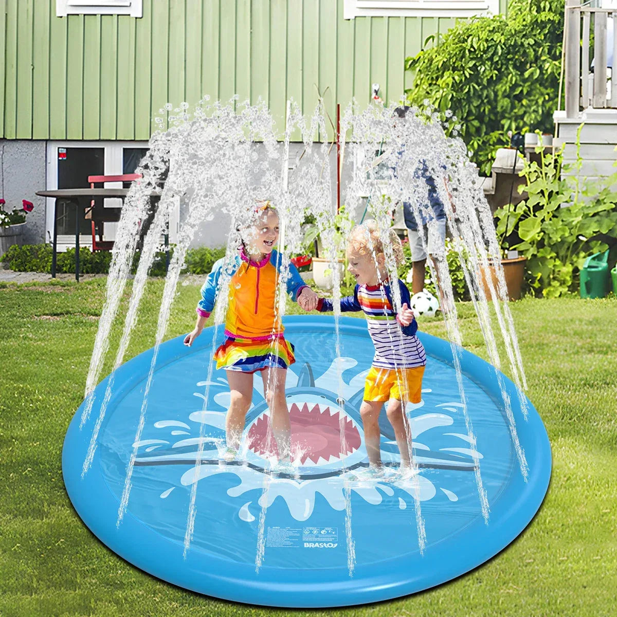 Sprinkler Inflatable Shark Pool 170cm Children Play Water Mat Summer Toy