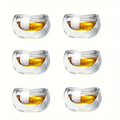 4/6pcs 50ml  Shot Glass Teacups Double Wall glasses Tea Cups Exquisite Kung Fu Drinkware Home Decor Espresso Vaso Heat Resistant