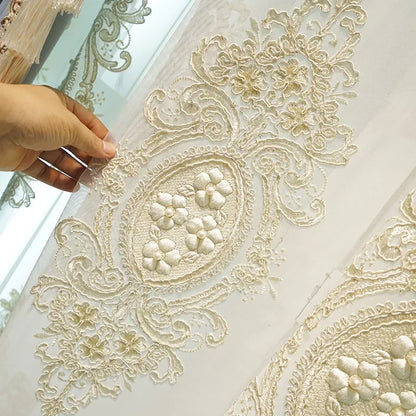 2025 Custom Curtain New Modern Luxury European Thick Velvet Embroidery Yarn Cloth Blackout Curtain for Living Room Bedroom